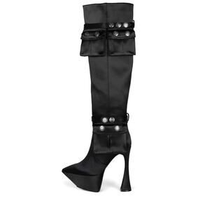 Jeffrey Campbell NWOB Black Secretz Pointed Toe Over The Knee Platform Boot 6.5